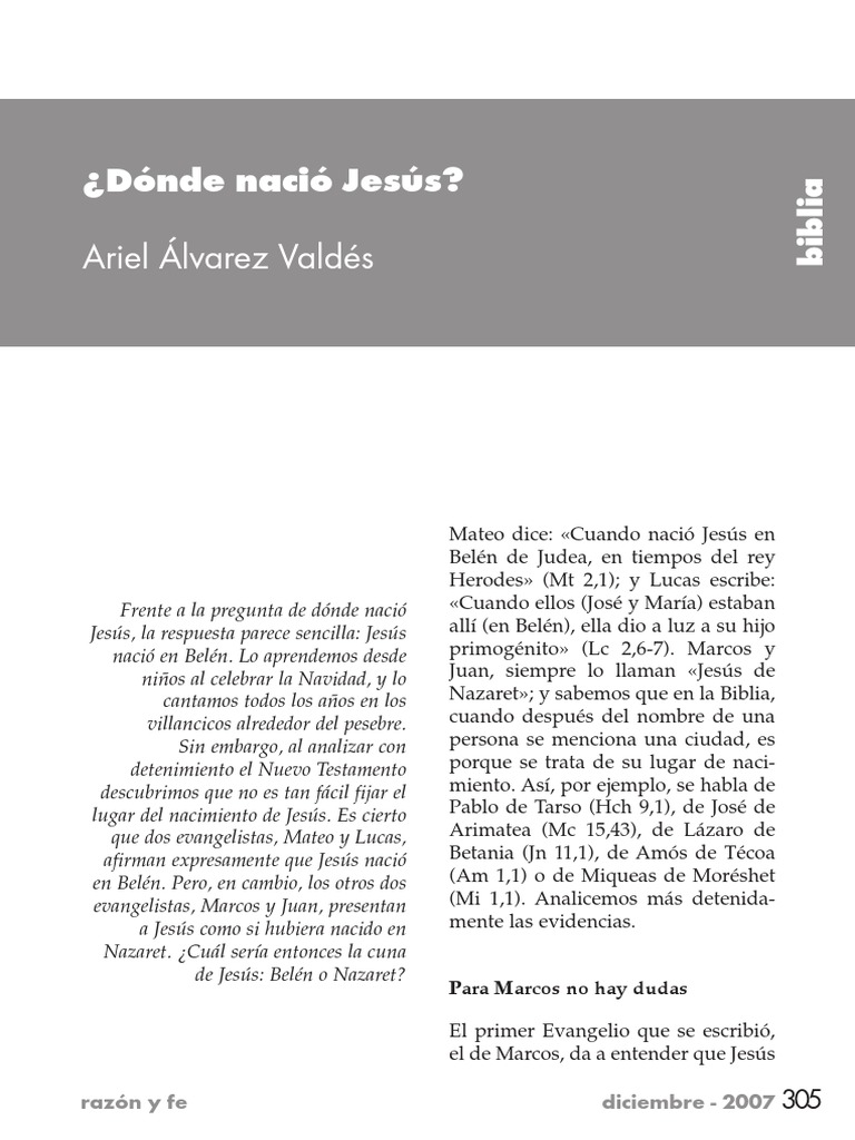 ¿Dónde nació realmente Jesús? | PDF | Jesús | Evangelio de Mateo