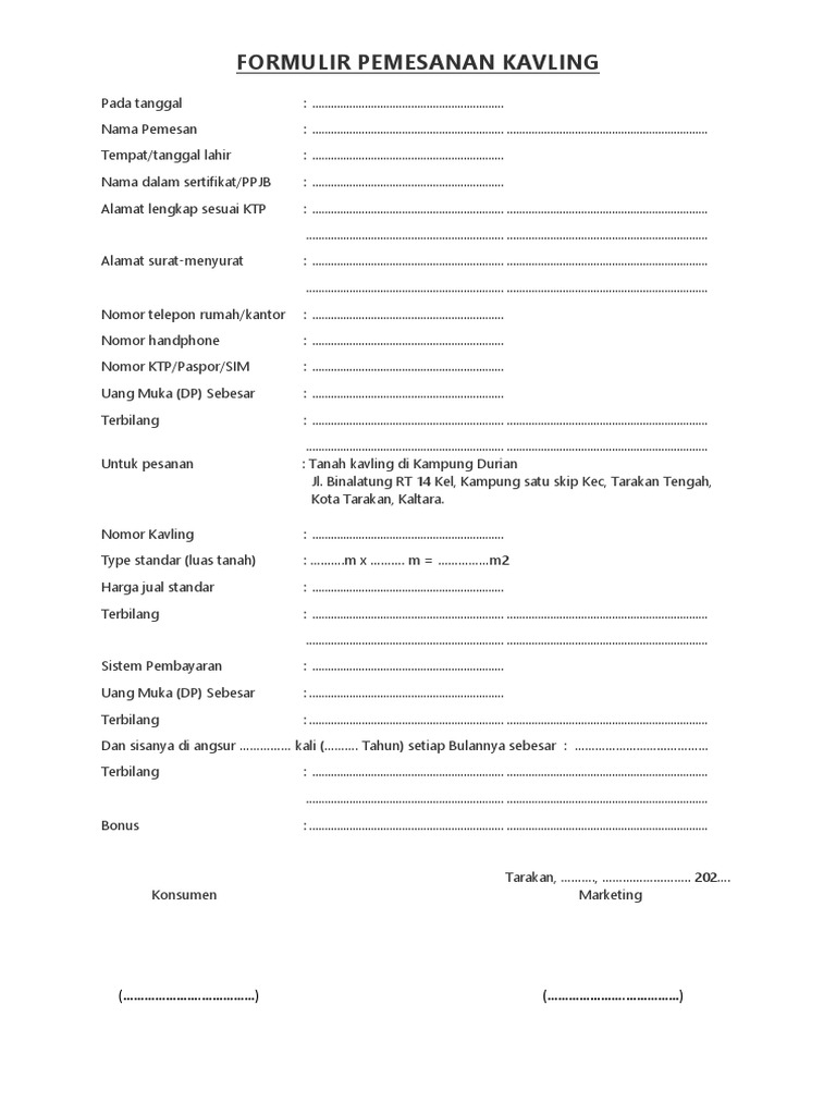 Formulir Pemesanan 2 | PDF