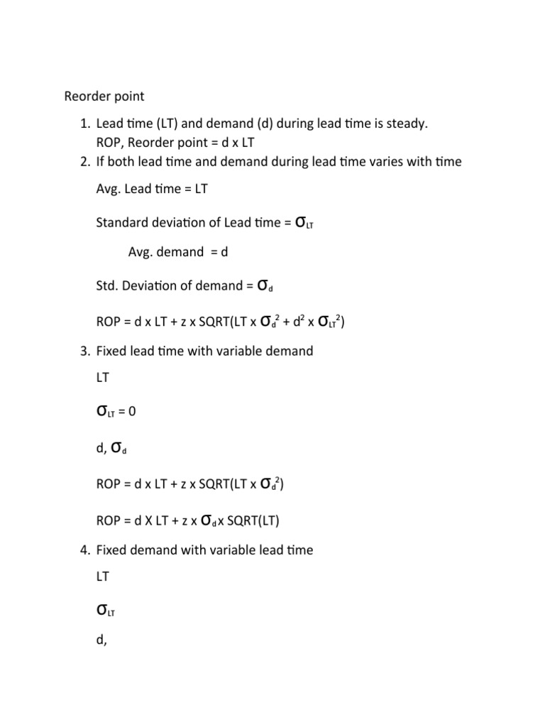 Reorder Point Calculation Guide | PDF | Inventory | Applied Mathematics