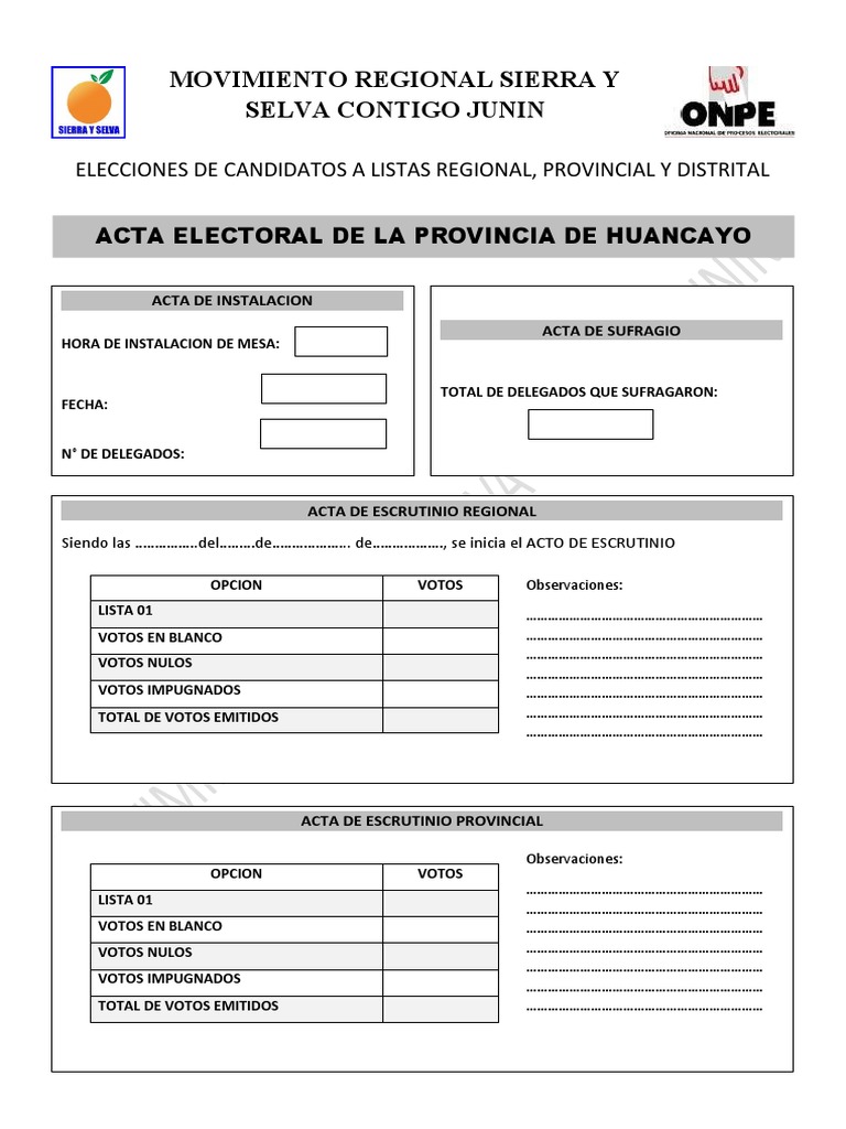Actas Electorales PDF Gobierno Métodos de evaluación