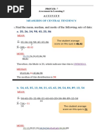 Activity 3 Measures of Central Tendency