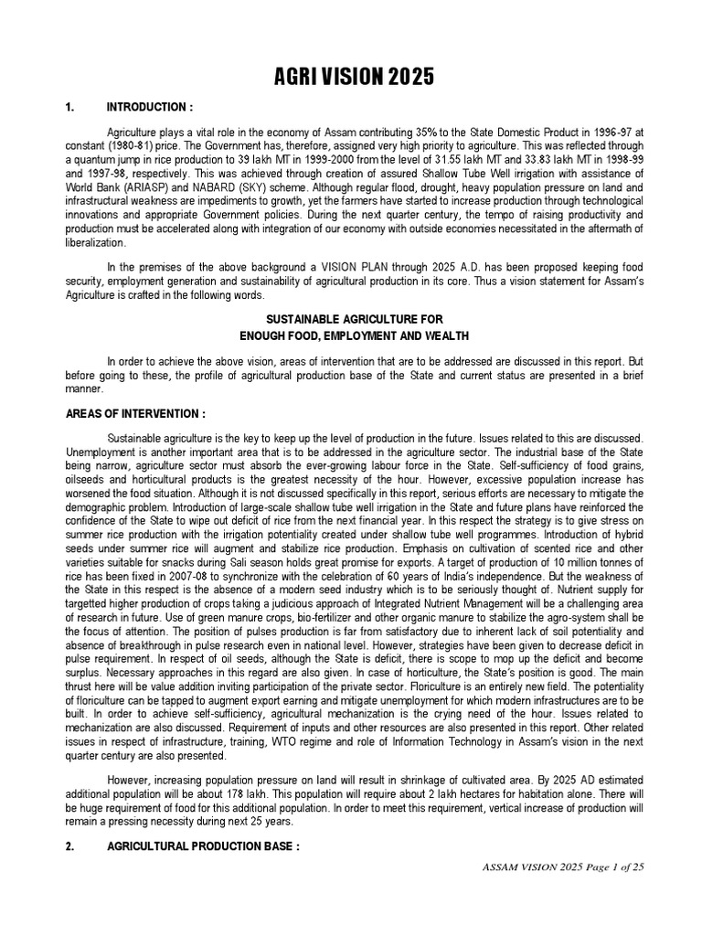 Agri Vision 2025 PDF Agriculture Legume