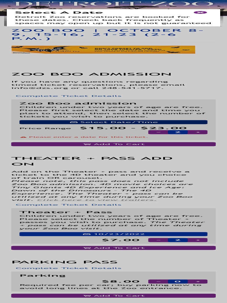Ticket Selection Detroit Zoo PDF