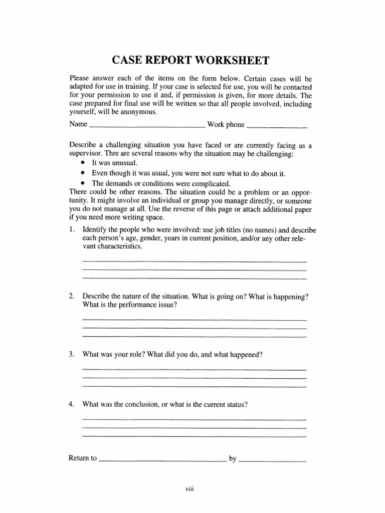 Case Report Worksheet - Alan Clardy, PHD | PDF