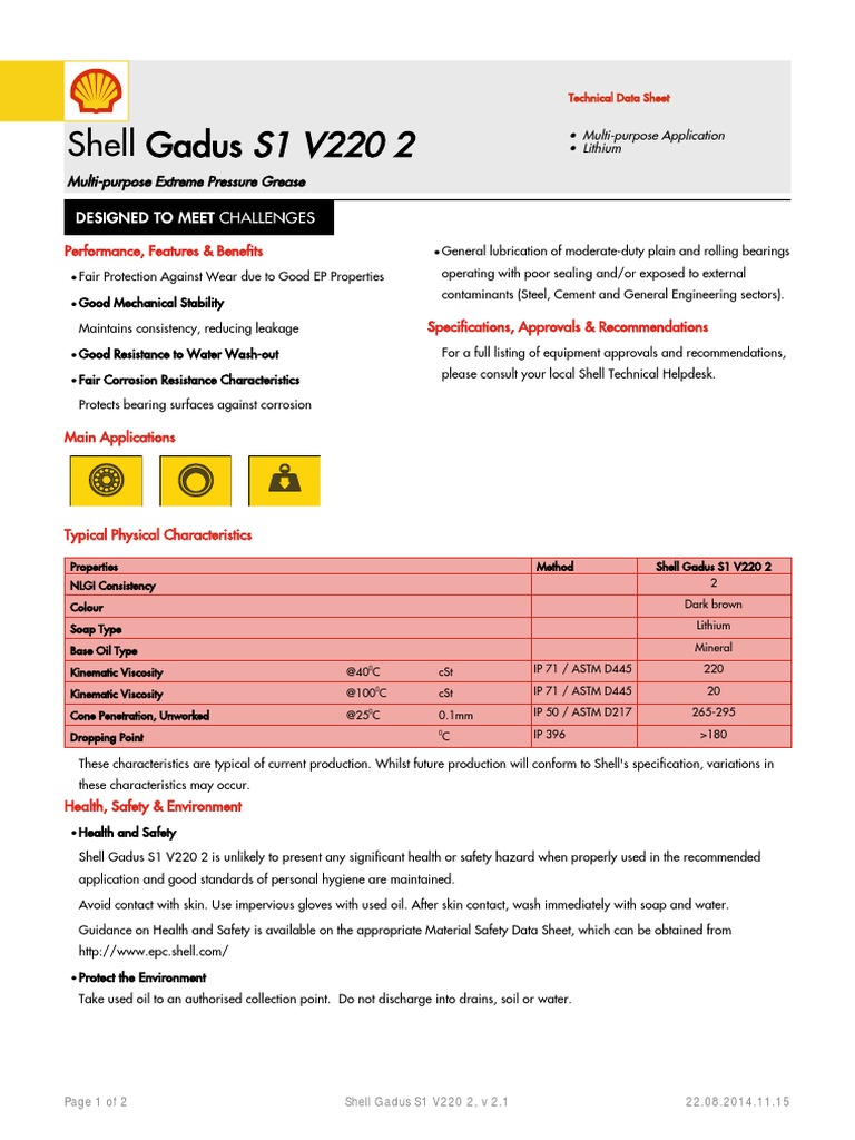 Shell gadus s1 v220 2 multi purpose extreme pressure grease pdf