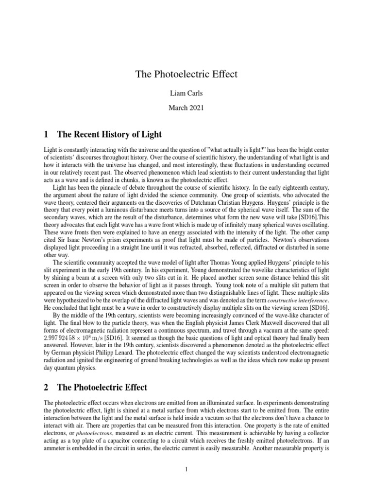 The Photoelectric Effect | PDF | Photoelectric Effect | Light