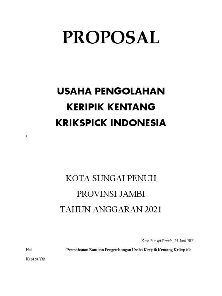 Proposal Ukm Walikota Bima | PDF | Bisnis