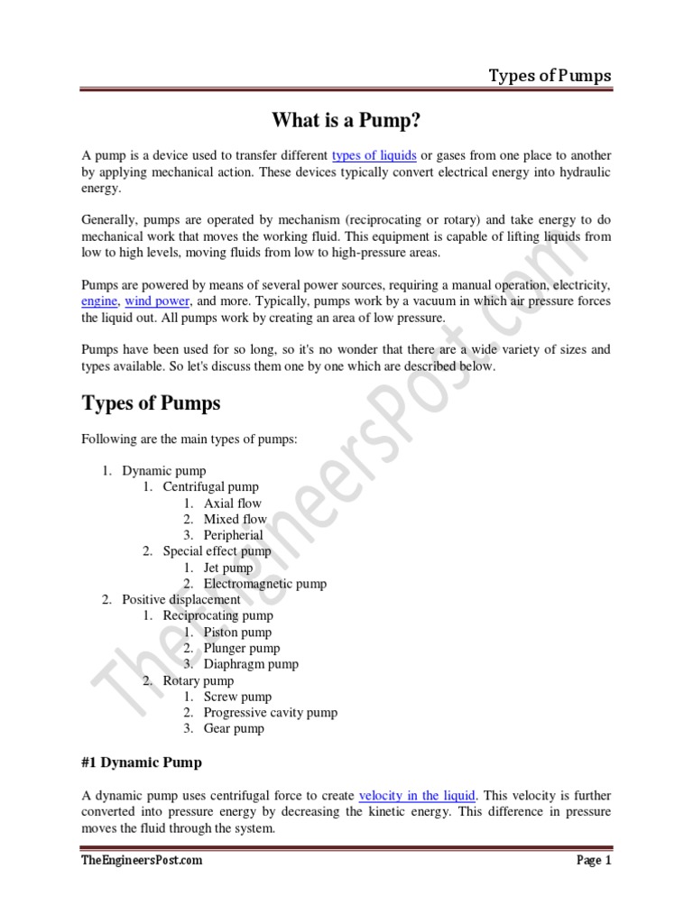 What Is A Pump PDF Pump Fluid Mechanics