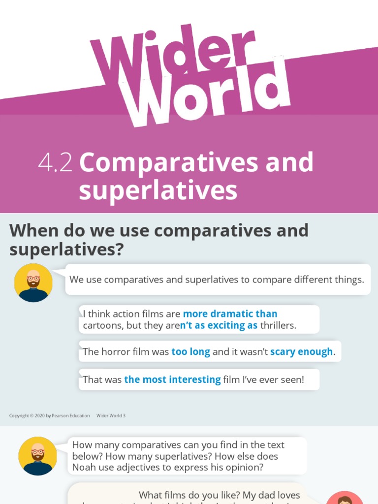 Wider World 3 Grammar Presentation 4 2 | PDF | Movie Theater | Adjective