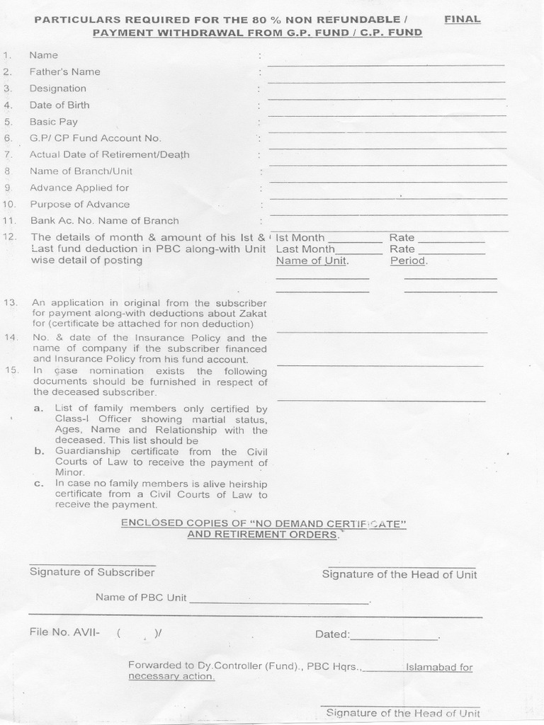80 - Refundable Withdrawal From GP Fund or CP Fund | PDF