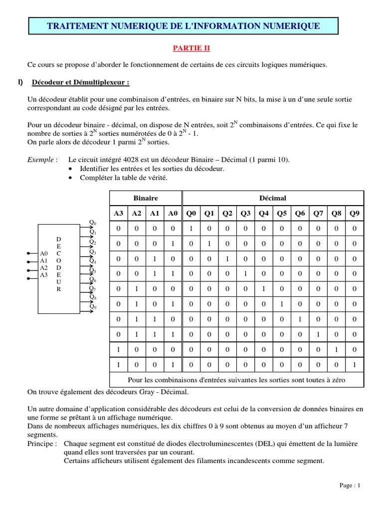 Décodeurs et multiplexeurs numériques | PDF | Diode électroluminescente ...