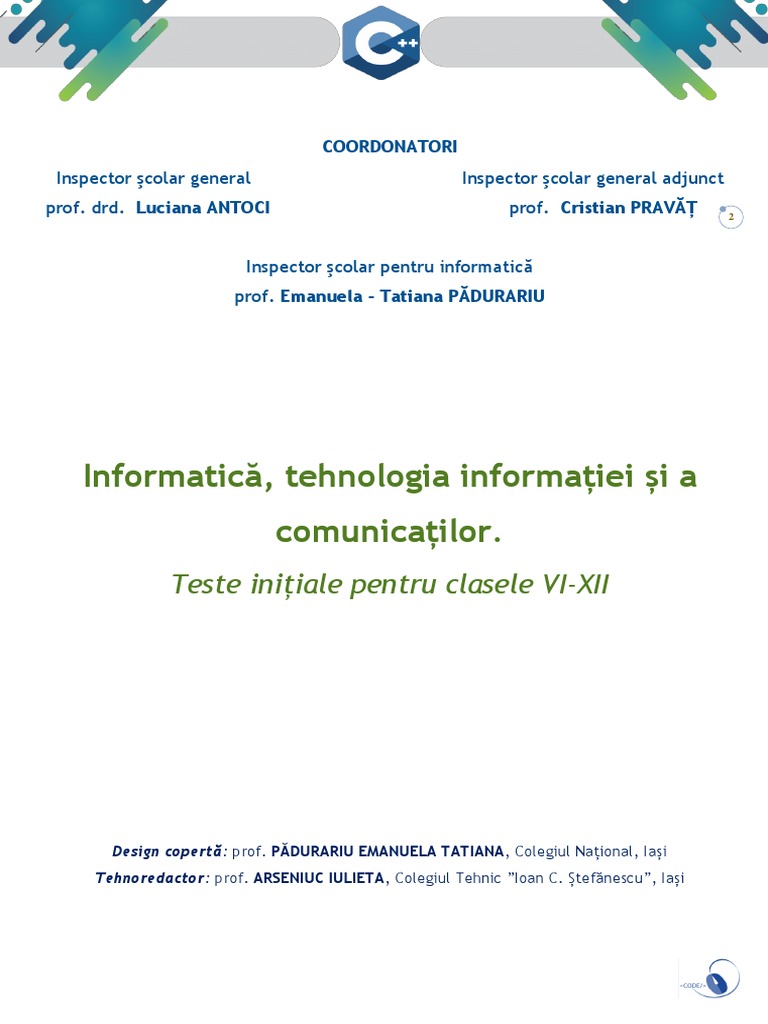 Culegere Teste INFORMATICA 2 | PDF