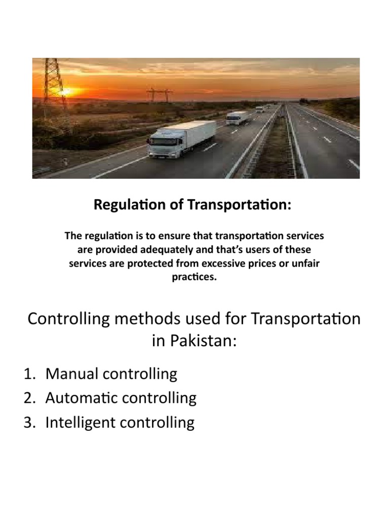 Regulation and Policies of Transportation PDF