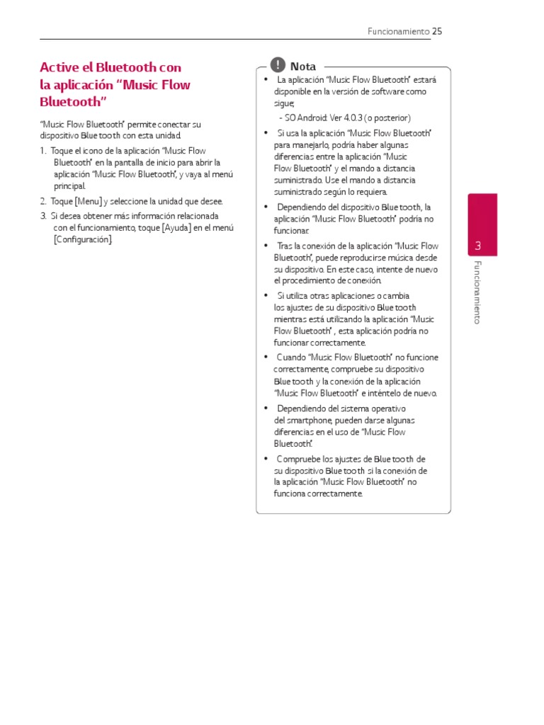 LG Xboom CM9760 Manual PDF Bluetooth Software de la aplicacion