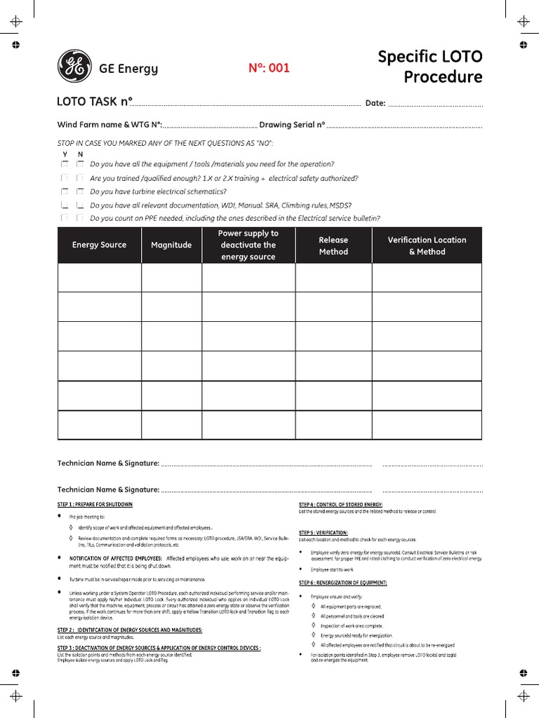 LOTO Form PDF