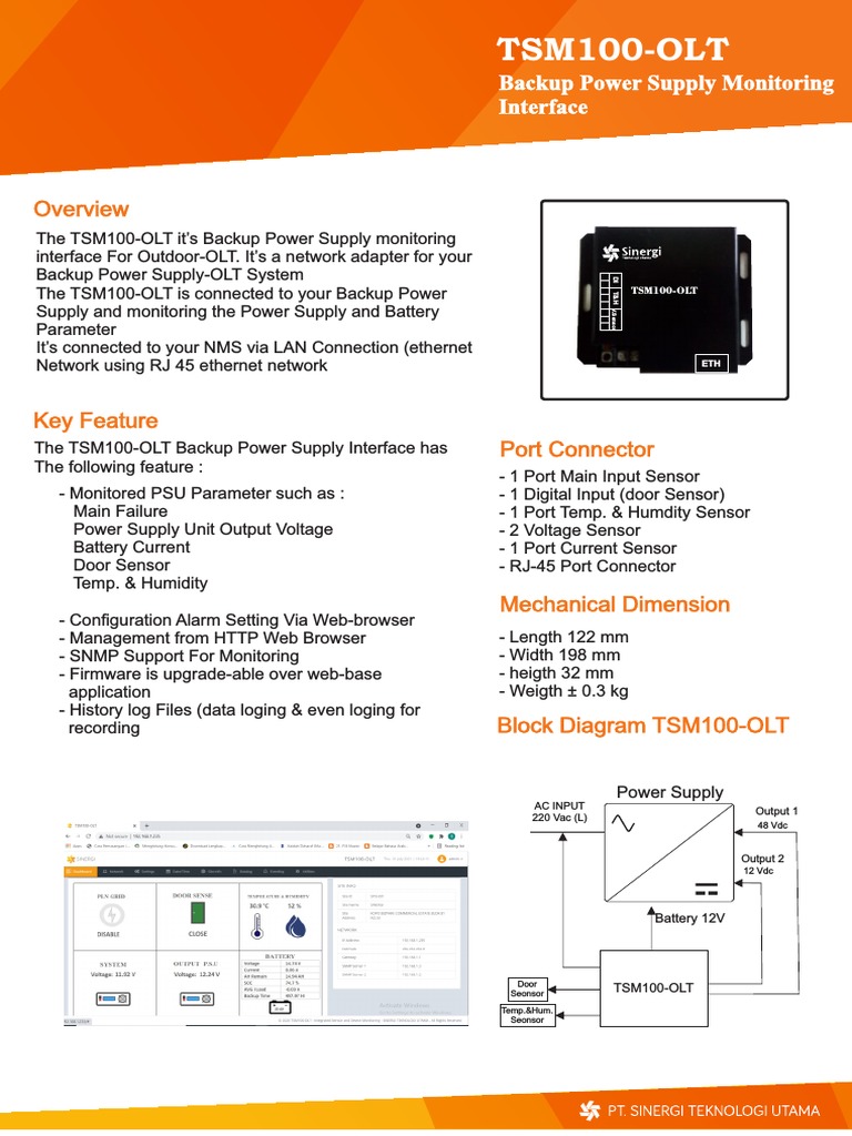 TSM100-OLT Backup Power Supply Monitoring | PDF | Power Supply | Computing