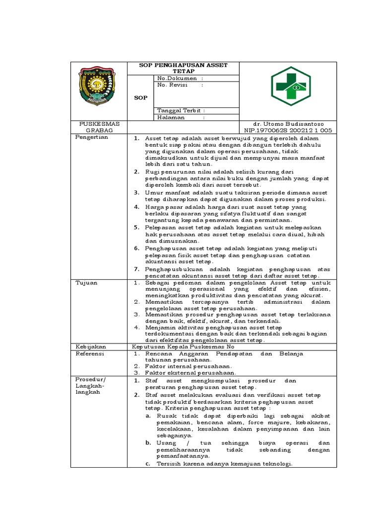 Sop Penghapusan Asset Tetap Pdf