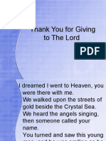 Thank You For Giving To The Lord