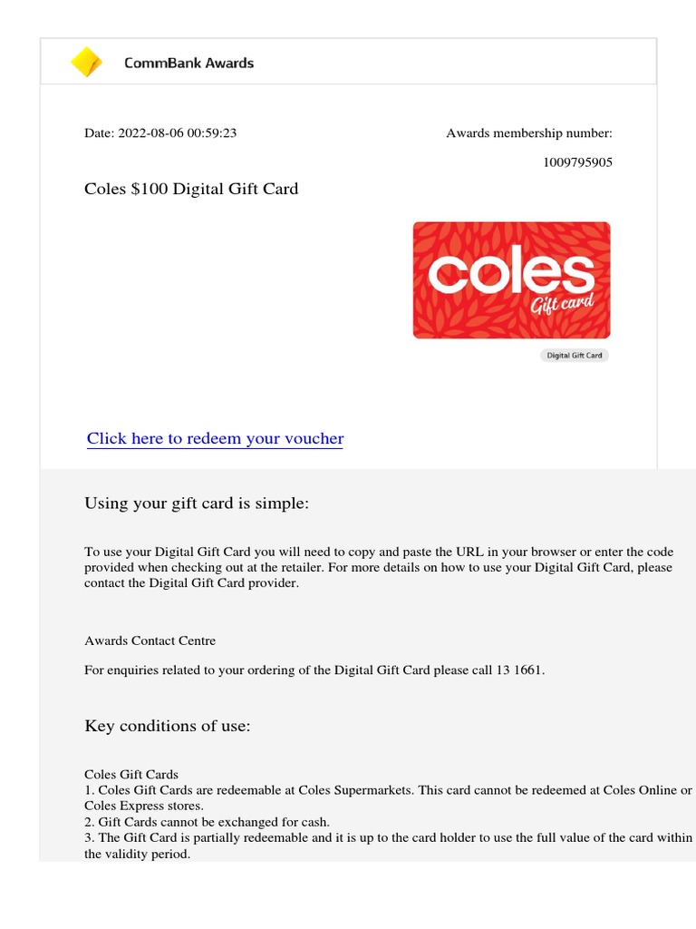 can i use a coles gift card to buy cigarettes Coles $100 Digital Gift Card Instructions