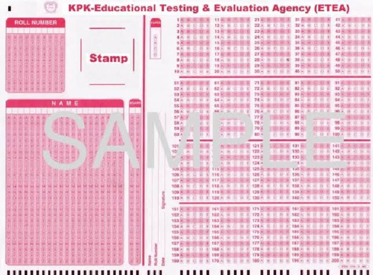 Etea Pink Answer Sheet | PDF