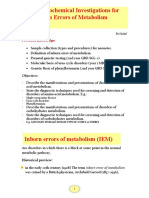 Clinical Biochemical Investigations For Inborn Errors of Metabolism