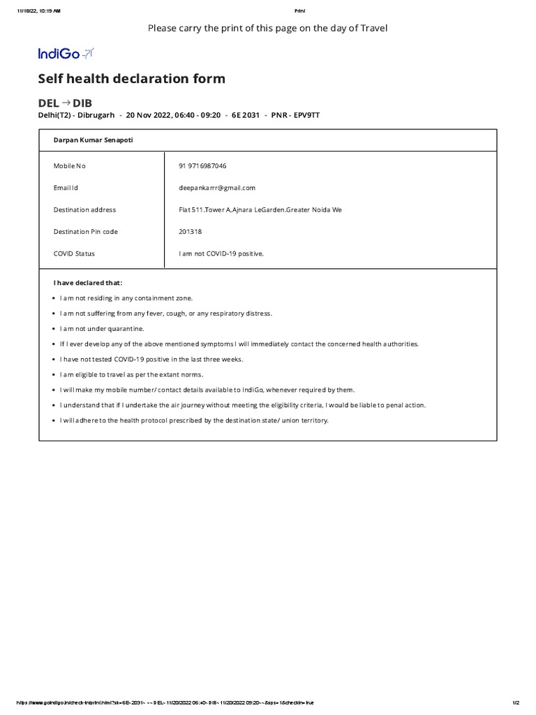 health form honduras