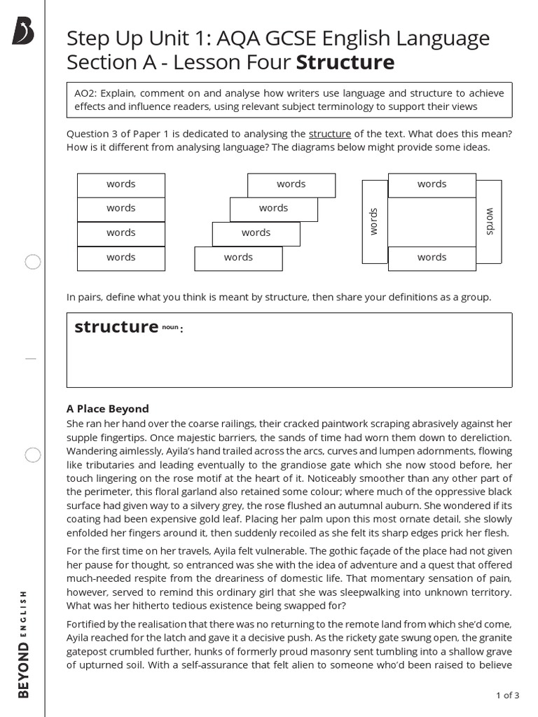 Analyzing Text Structure in AQA GCSE | PDF | Linguistics