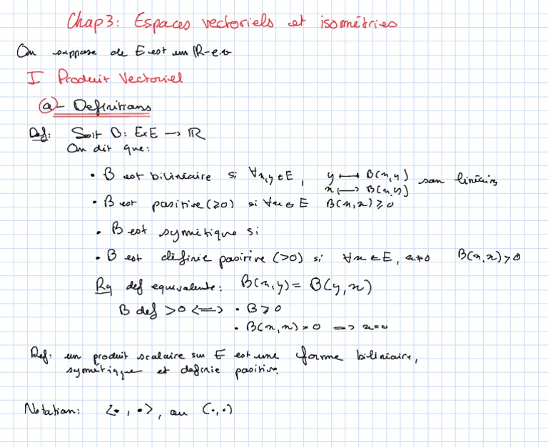 Chapitre 3 - Espaces Vectoriels Euclidien Et Isométries | PDF
