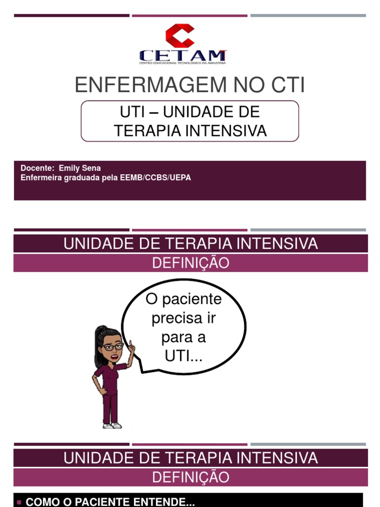 CTI Aula 1 Aspectos Organizacionais PDF Unidade de Tratamento Intensivo (UTI) Sistema