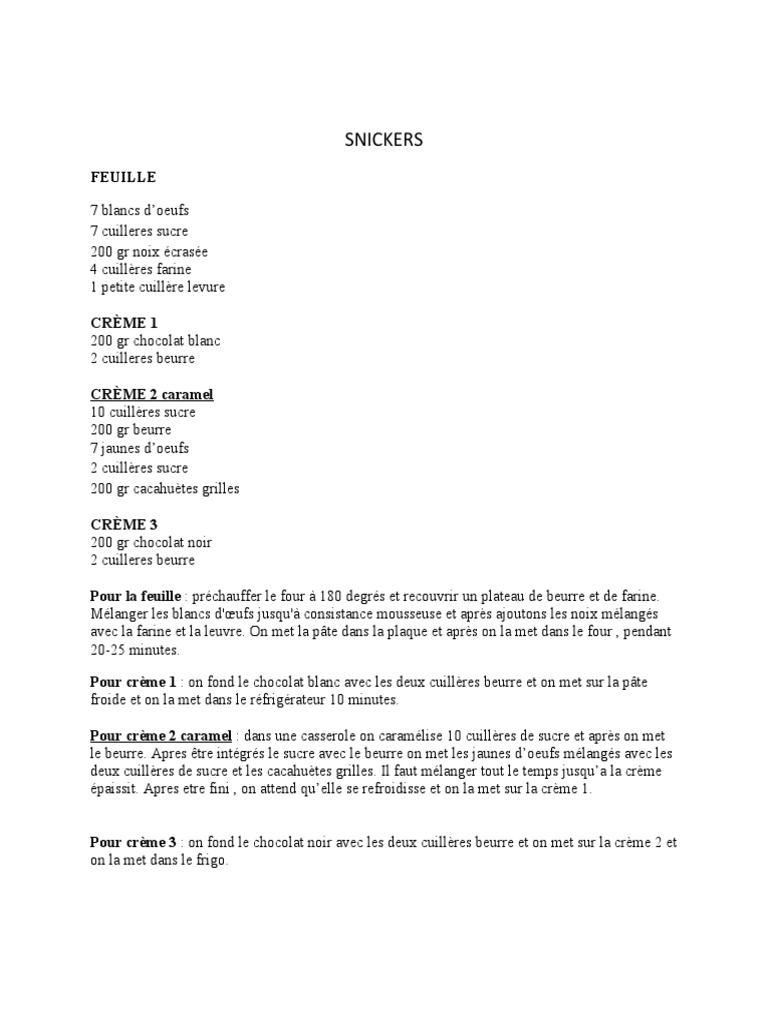 Snickers | PDF | Livres de cuisine, nourriture et vin
