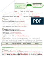 Fiche 21 La Nature Des Mots Et Leur Role Dans La Phrase Correction