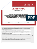 Certificado em Acompanhamento Manutenção Prev. e Corre. de Veículos, Máquinas e Equip. Móveis