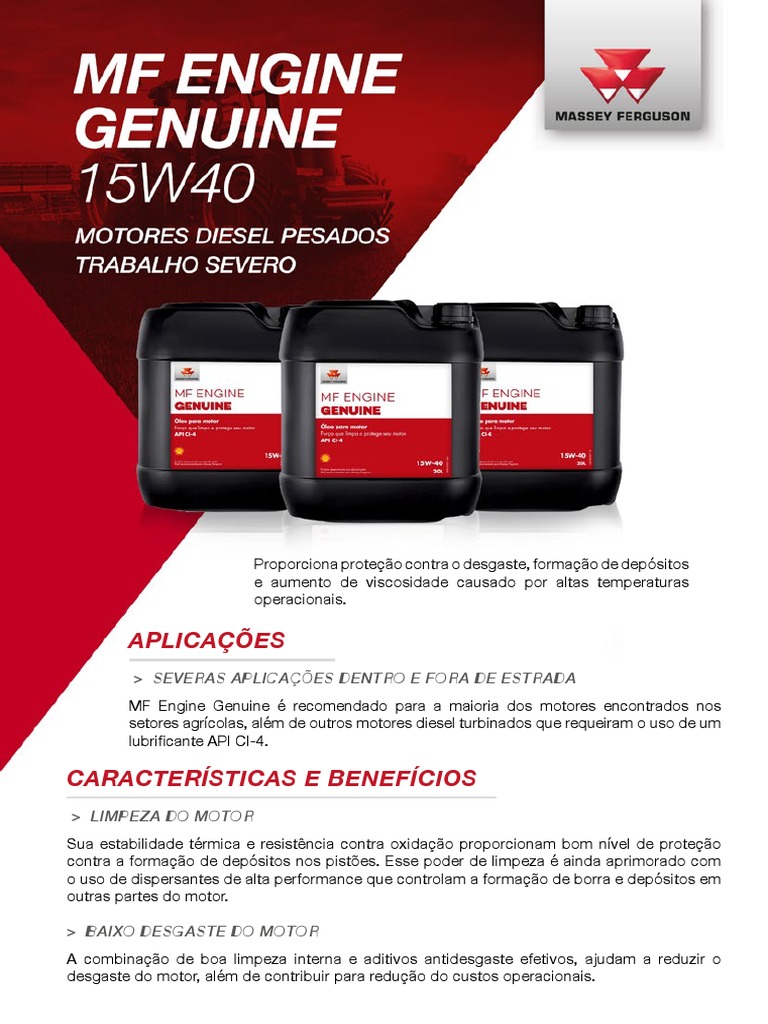 MF Engine Genuine 15w40 v01 Ih | PDF | Óleo de motor