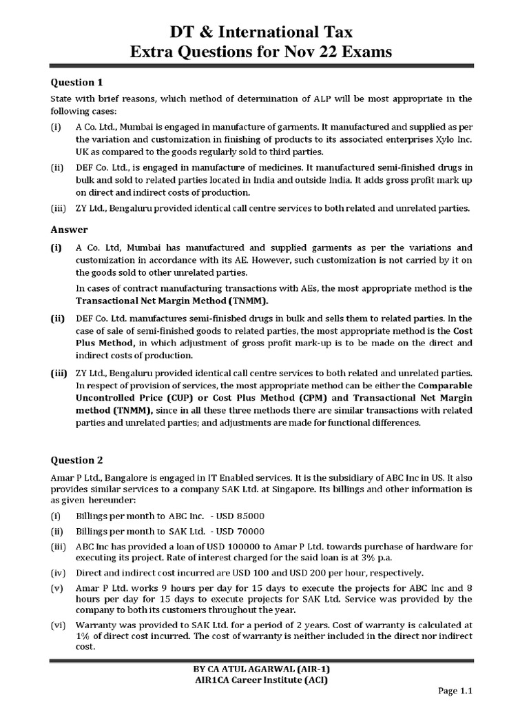 Extra Questions For Nov 22 Exams | PDF