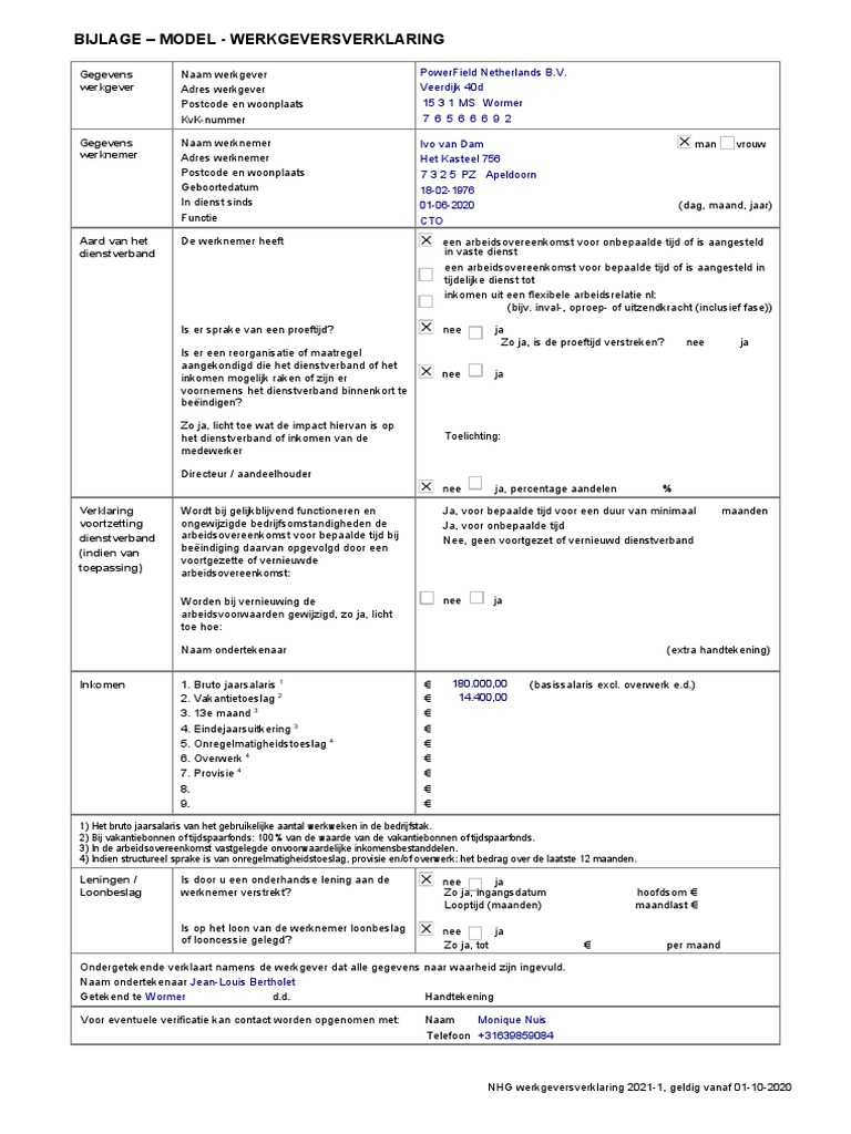 Werkgeversverklaring NHG 2021 Digitaal PDF