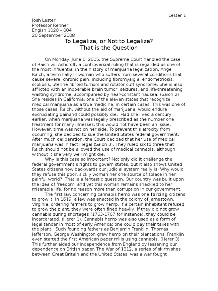 To Legalize, or Not To Legalize? That Is The Question PDF Hemp Cannabis (Drug)