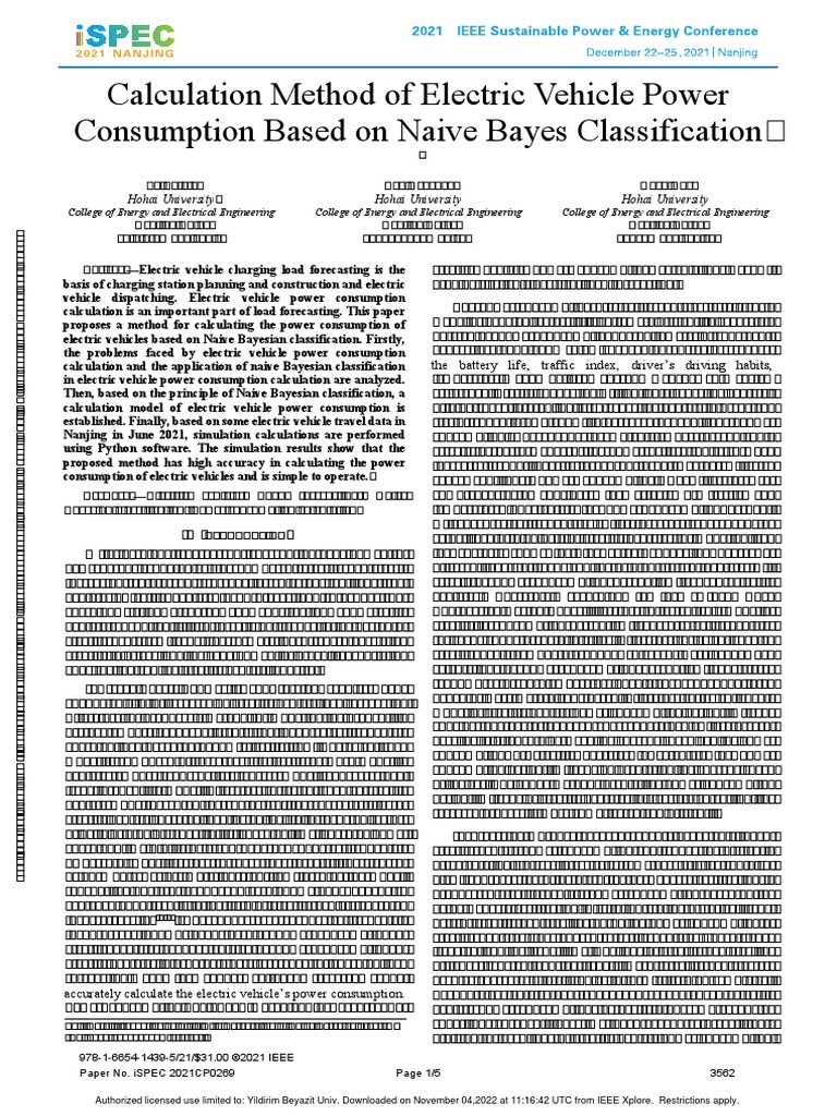 Calculation Method of Electric Vehicle Power Consumption Based On Naive