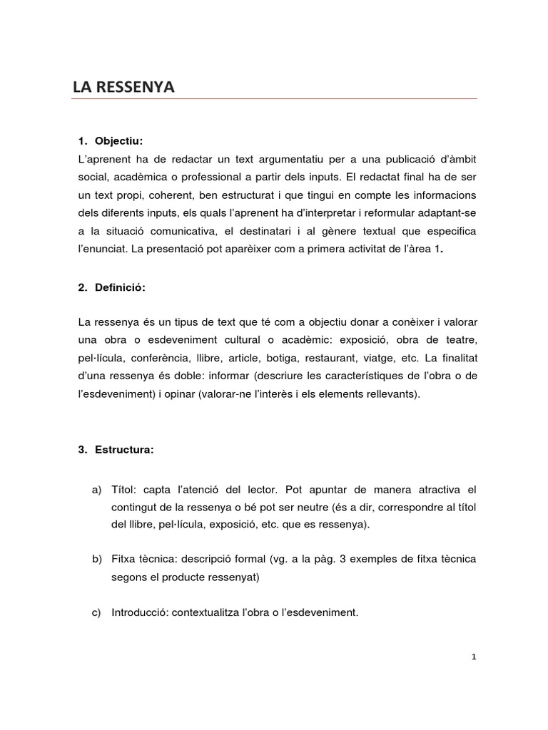 Model de Ressenya | PDF