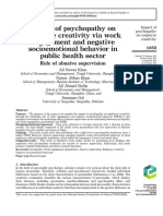 Impact of Psychopathy On Employee Creativity Via Work Engagement and Negative Socioemotional Behavior in Public Health Sector