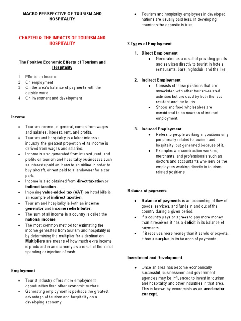 Economic Impacts of Tourism & Hospitality | PDF | Tourism | Balance Of ...