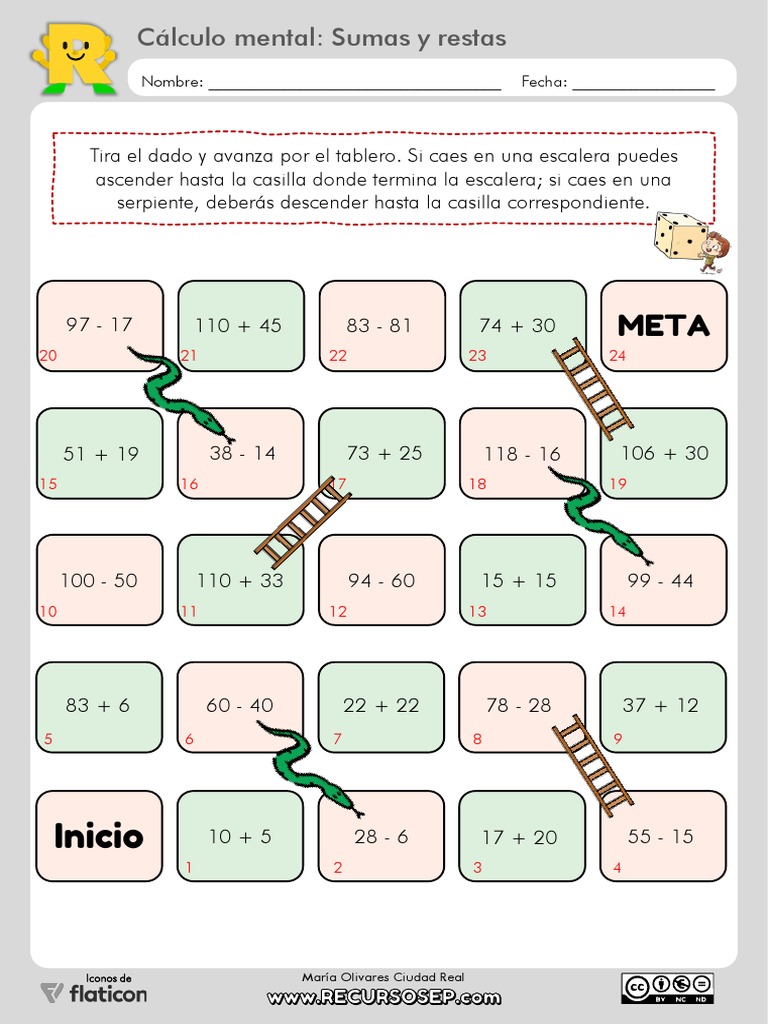 Juegos de cálculo mental: Sumas y restas | PDF
