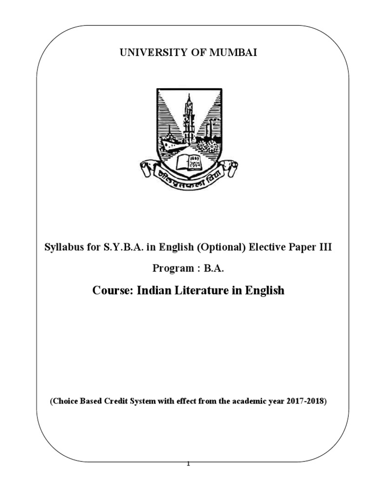 SYBA Indian Literature in English Syllabus | PDF | Course Credit