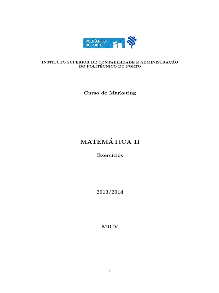 Mat2 MKT Iscap | PDF | Métodos e Materiais de Ensino