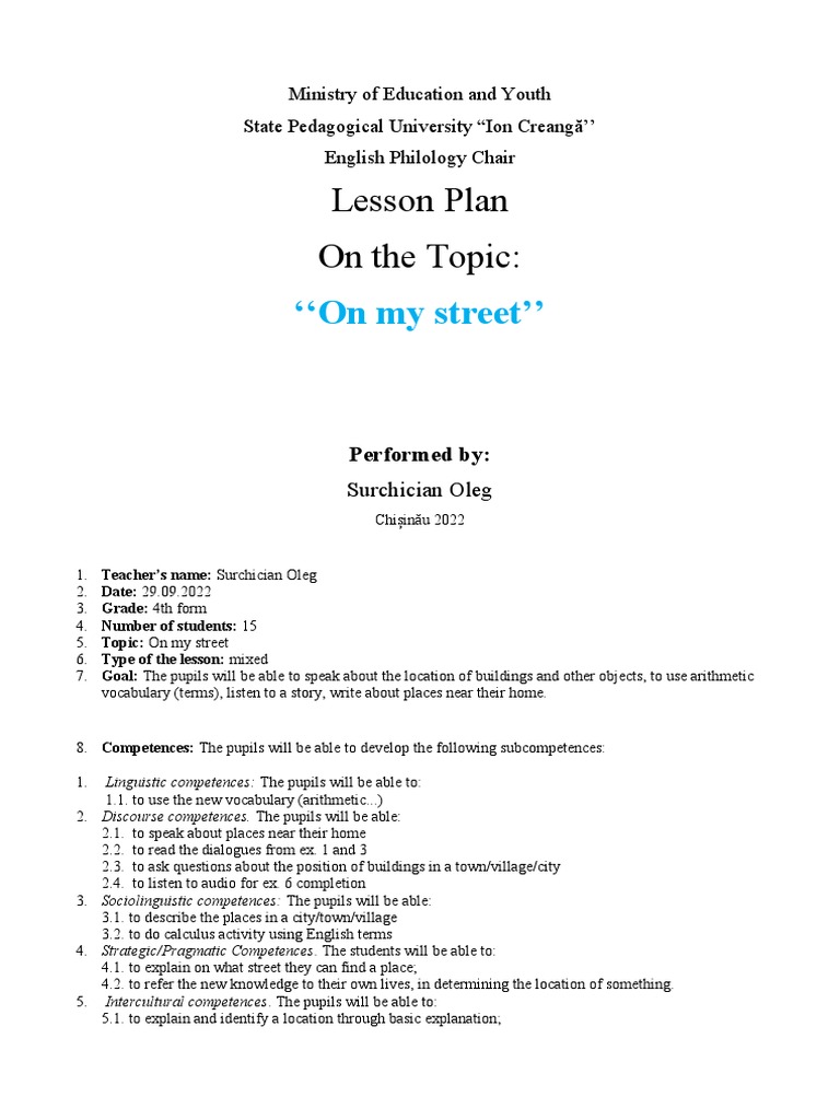 Foaie de Titlu Plan de Lectii | PDF | Language Arts & Discipline