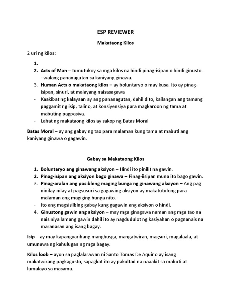 ESP Reviewer 2nd Period Exam | PDF