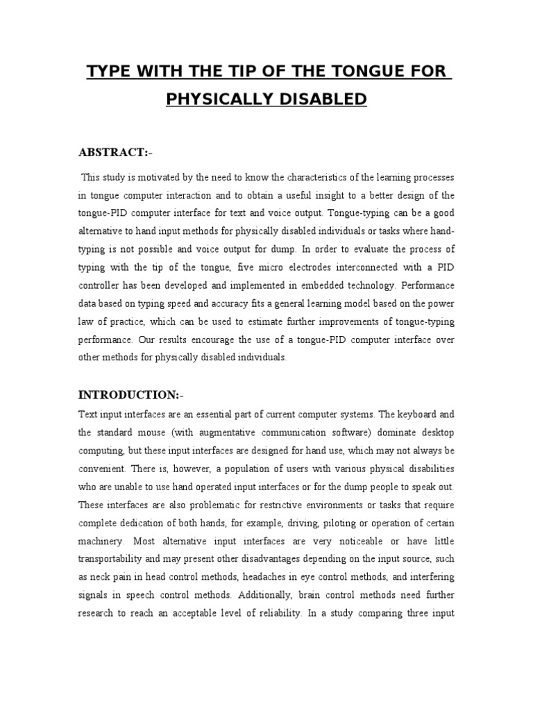 Type With The Tip of The Tongue For Physically Disabled | PDF ...