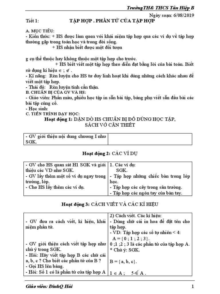 Giao An Day Toan Lop 6 | PDF