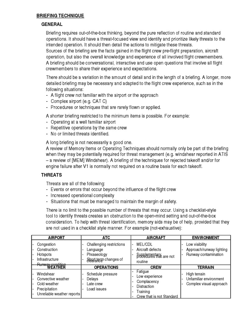 Briefing | PDF | Airport | Experience