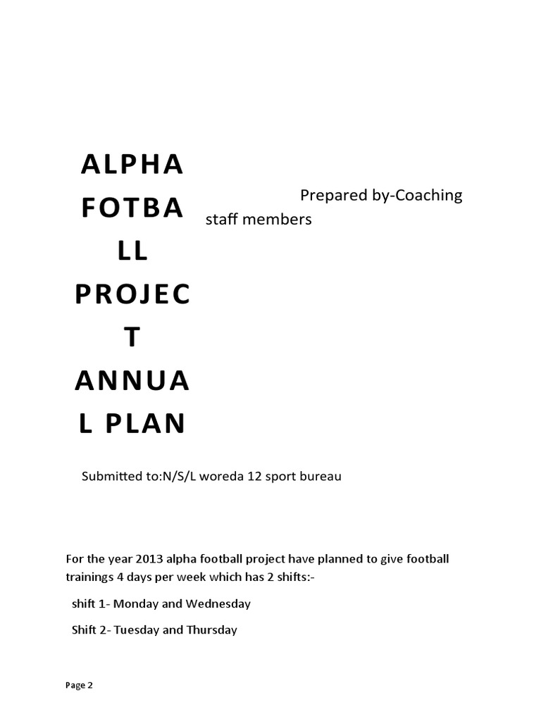 Annual Football Training Plan 2013 | PDF