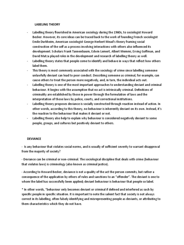 Labeling Theory | PDF | Deviance (Sociology) | Sociology